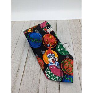 Vintage Looney Tunes Mania Christmas Holiday Neck Tie 1994 Bugs Tweety Sylvester
